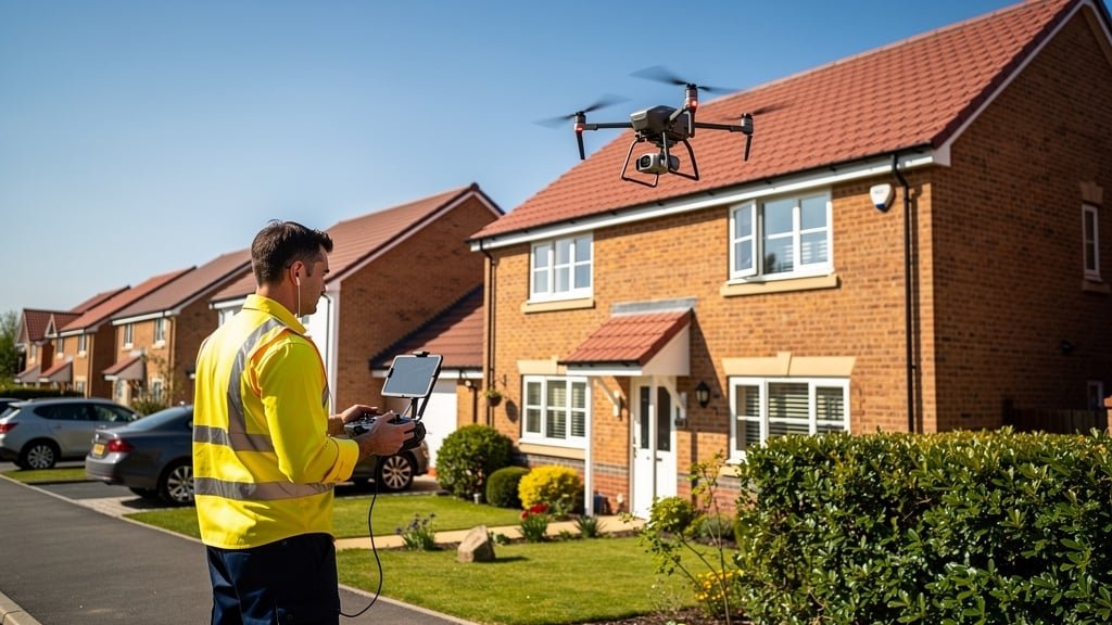 Professional drone roof survey inspection in UK