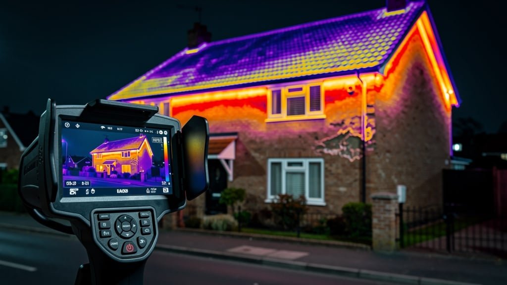 Thermal imaging roof survey detecting moisture and heat loss